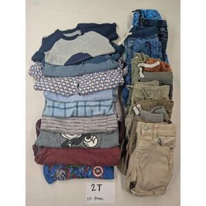 20 Pieces Toddler Boy 2T Various Brands T Shirts Shorts Button Up Swim Trunks